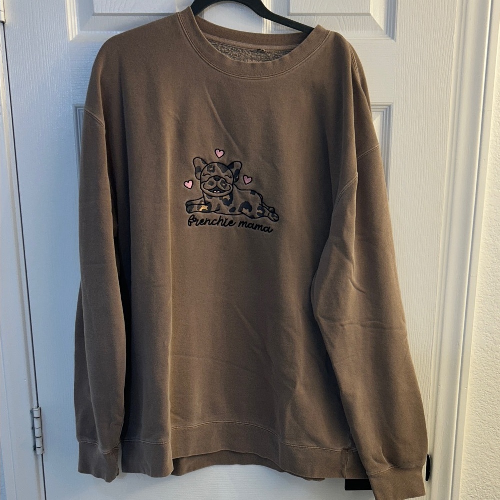Frenchie Mama Brown Crewneck Sweatshirt